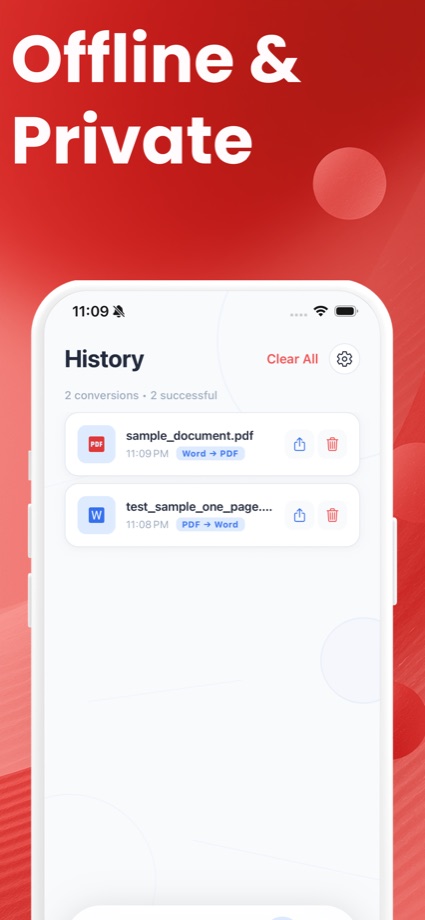 iOS app — PDF to Word conversion in progress